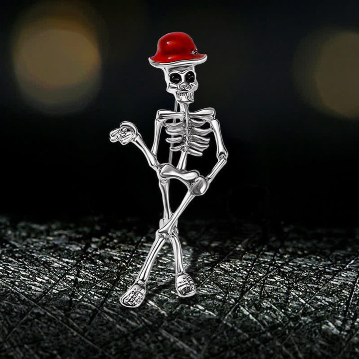 Broche de sombrero esmaltado con forma de calavera de esqueleto de terror