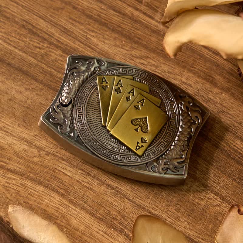 Juego de hebillas para cinturón con cuchillo oculto de Lucky Poker, hebilla para encendedor y anillo de toro