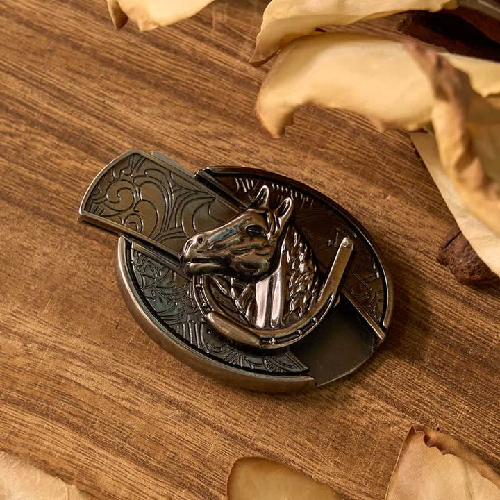 Hebilla de cinturón con encendedor oculto para hacer tú mismo, con diseño de caballo, hebilla de encendedor de dólar, juego de corbata de bolo