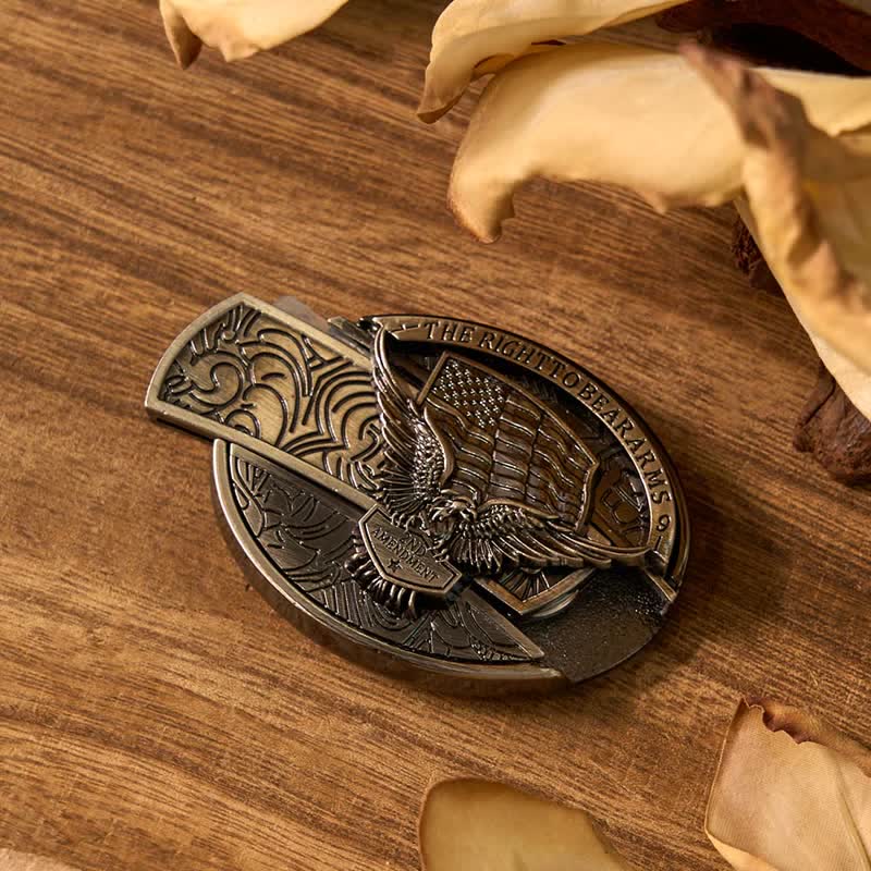 Juego de hebilla de cinturón con encendedor y anillo de toro con diseño de águila y bandera de EE. UU.