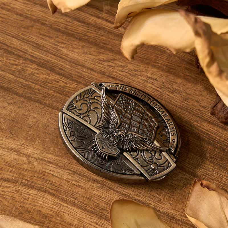 Juego de hebilla de cinturón con encendedor y anillo de toro con diseño de águila y bandera de EE. UU.