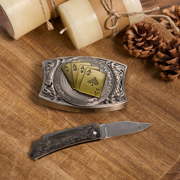 Juego de hebillas de cinturón con forma de cuchillo oculto, estilo retro, con anilla de toro, para armar uno mismo.
