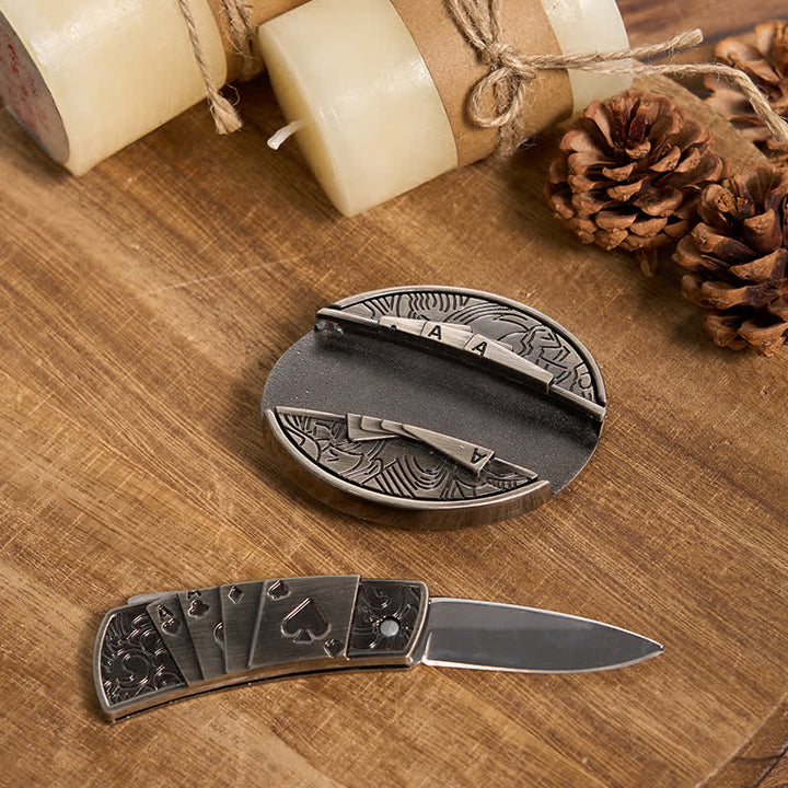 Juego de hebillas de cinturón con forma de cuchillo oculto, estilo retro, con anilla de toro, para armar uno mismo.