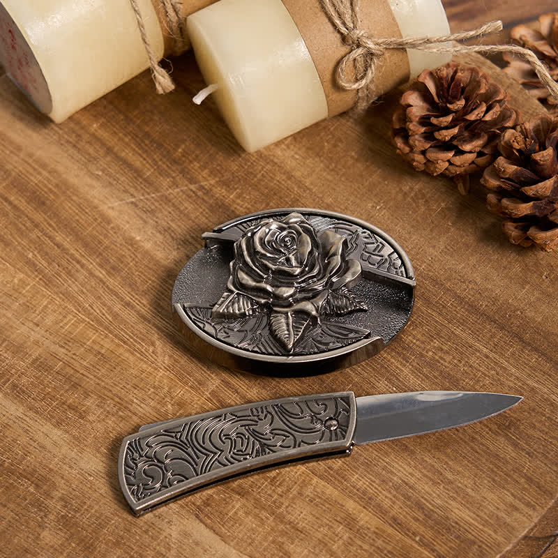 Juego de hebillas de cinturón con forma de cuchillo oculto, estilo retro, con anilla de toro, para armar uno mismo.
