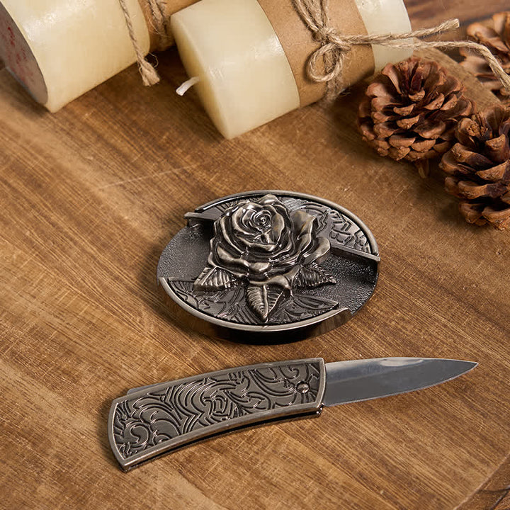 Juego de hebillas de cinturón con forma de cuchillo oculto, estilo retro, con anilla de toro, para armar uno mismo.