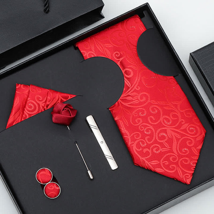 Caja de regalo con 5 pajaritas en espiral de color morado y rojo para hombre