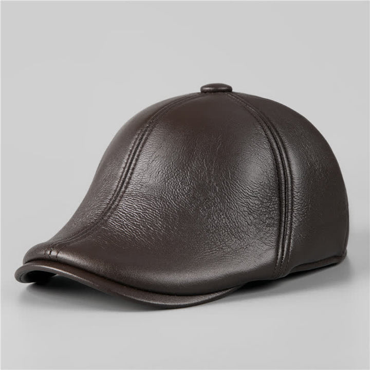 Boina de cuero con orejeras cálidas y gorra de hiedra negra