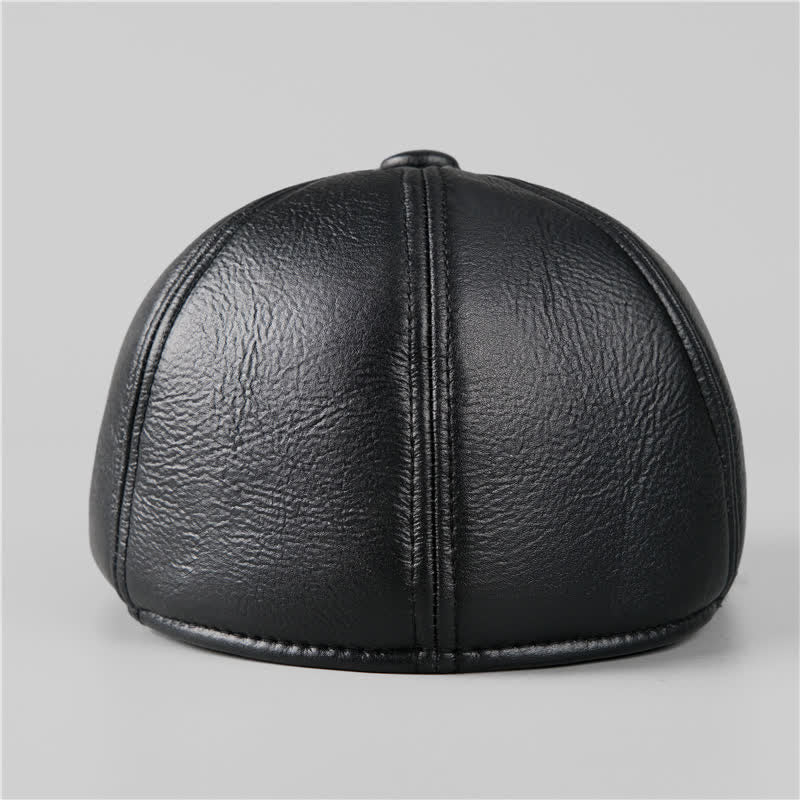 Boina de cuero con orejeras cálidas y gorra de hiedra negra