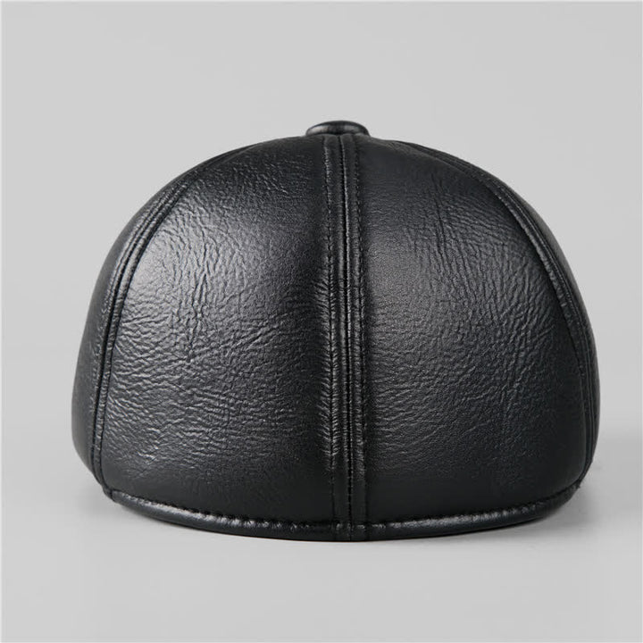 Boina de cuero con orejeras cálidas y gorra de hiedra negra