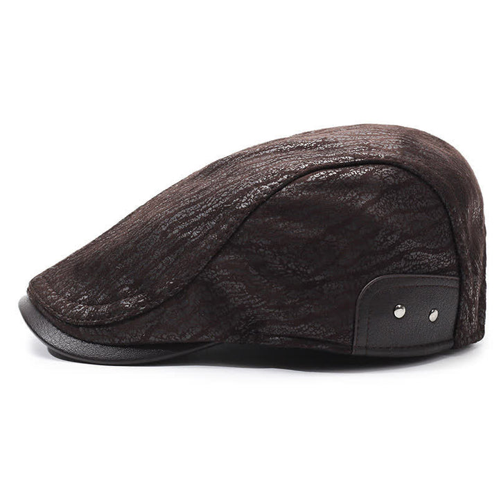 Boina de cuero ajustable con laterales y estampado exclusivo