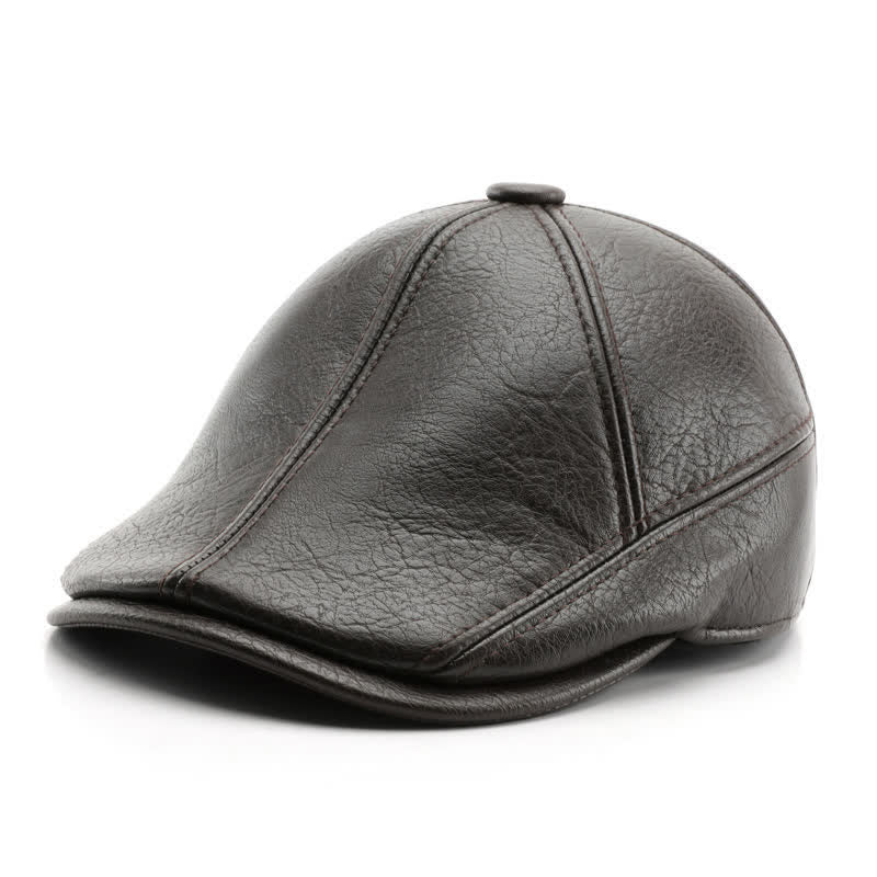 Boina de cuero con orejeras de invierno de estilo informal