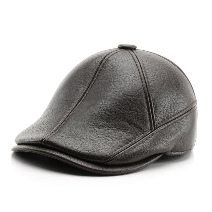 Boina de cuero con orejeras de invierno de estilo informal