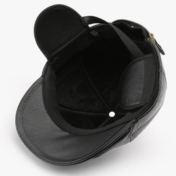 Boina de cuero con orejeras de invierno de estilo informal