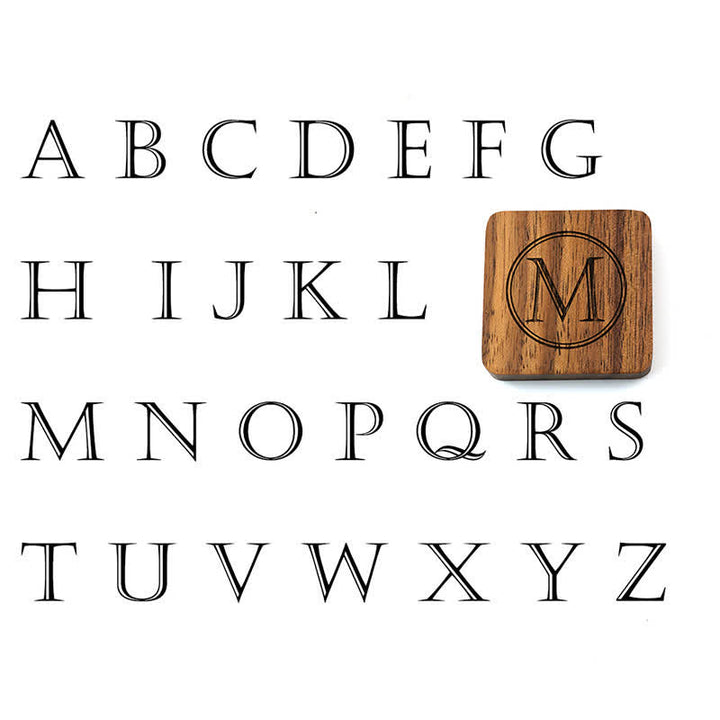 Gemelos de madera con caja grabada con letras personalizadas para hombre