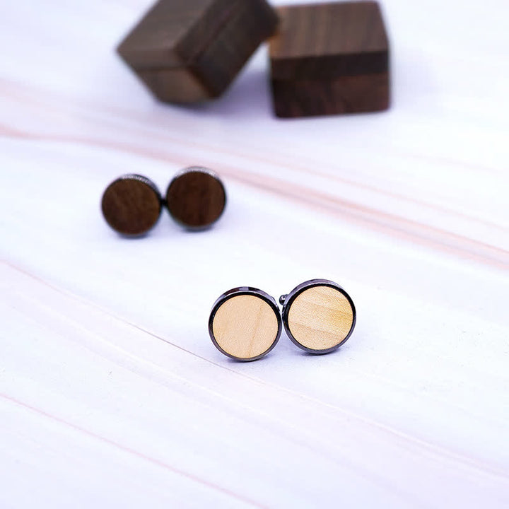 Gemelos de madera de nogal negro con diseño de buzón grabado para hombre