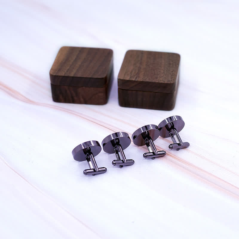 Gemelos de madera de nogal negro con diseño de buzón grabado para hombre