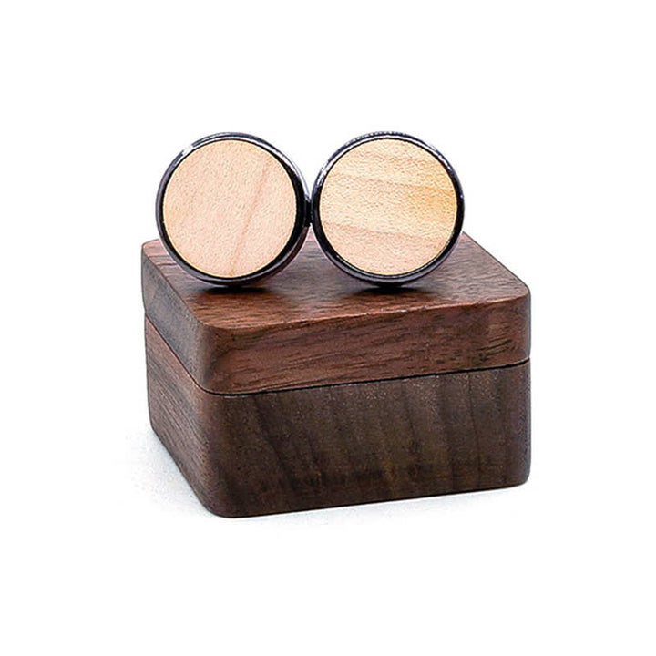 Gemelos de madera de nogal negro con diseño de buzón grabado para hombre