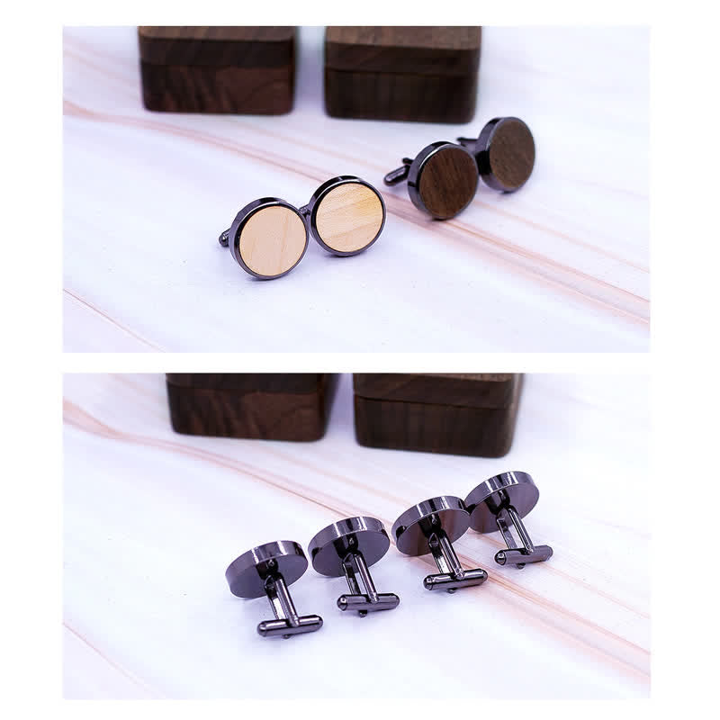 Gemelos de madera de nogal negro con diseño de buzón grabado para hombre