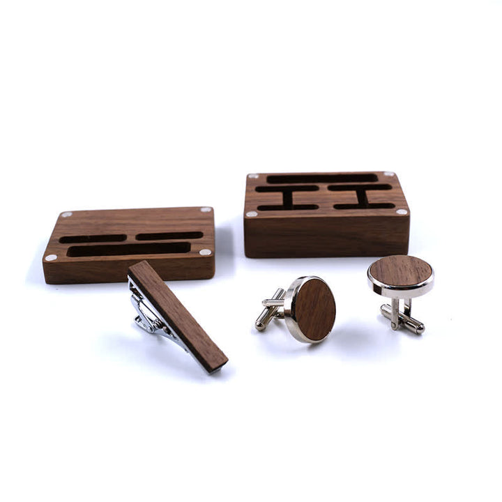 Juego de gemelos de madera con grabado personalizado para el día de la boda para hombre