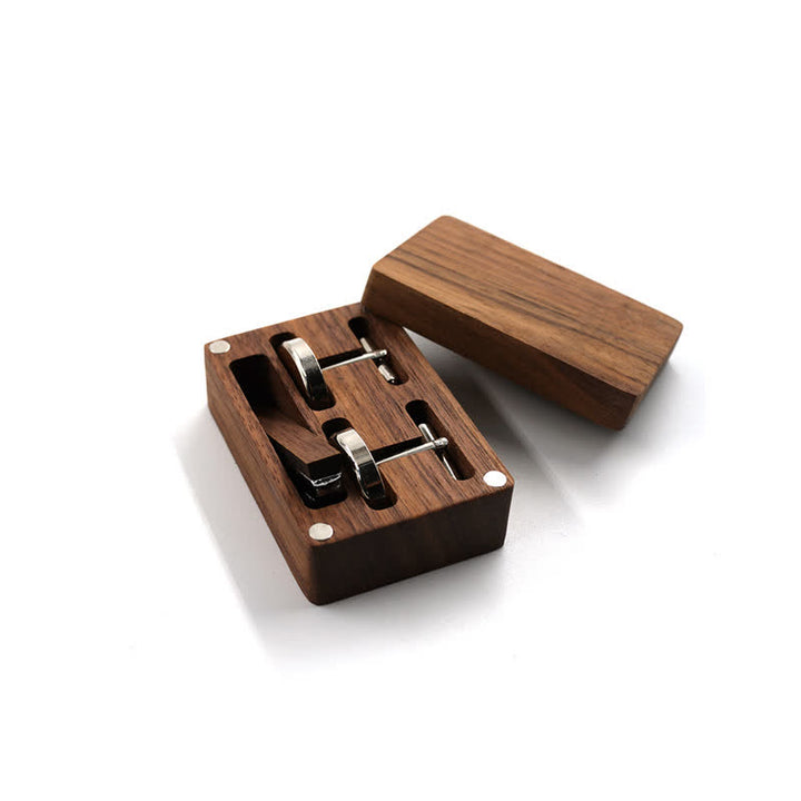 Juego de gemelos de madera con grabado personalizado para el día de la boda para hombre