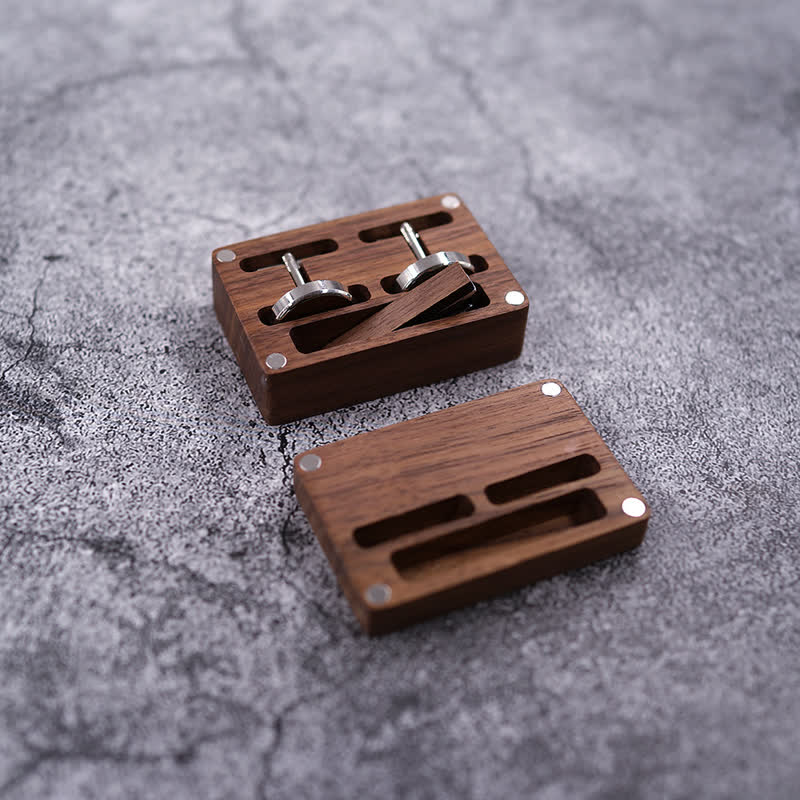 Juego de gemelos de madera con grabado personalizado para el día de la boda para hombre