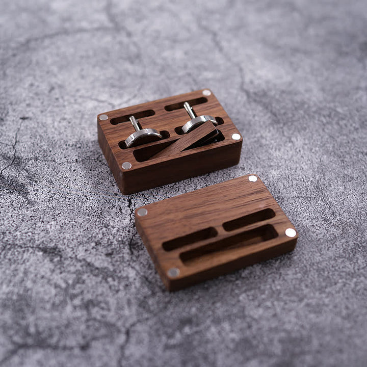 Juego de gemelos de madera con grabado personalizado para el día de la boda para hombre