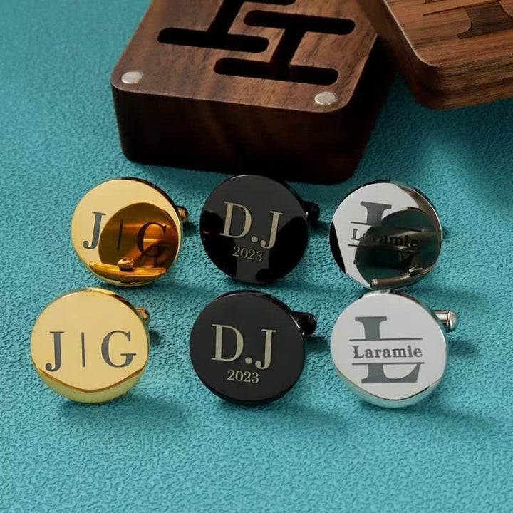 Juego de gemelos de madera con grabado personalizado para el día de la boda para hombre