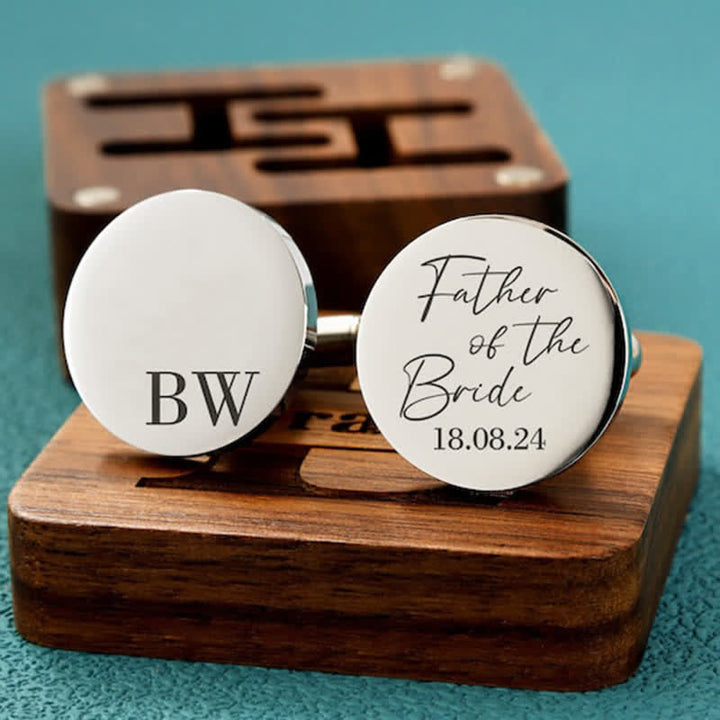 Juego de gemelos de madera con grabado personalizado para el día de la boda para hombre