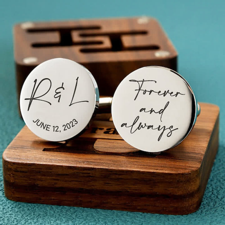 Juego de gemelos de madera con grabado personalizado para el día de la boda para hombre