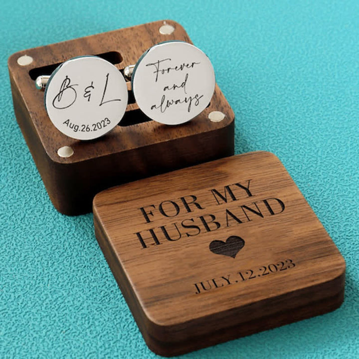 Juego de gemelos de madera con grabado personalizado para el día de la boda para hombre