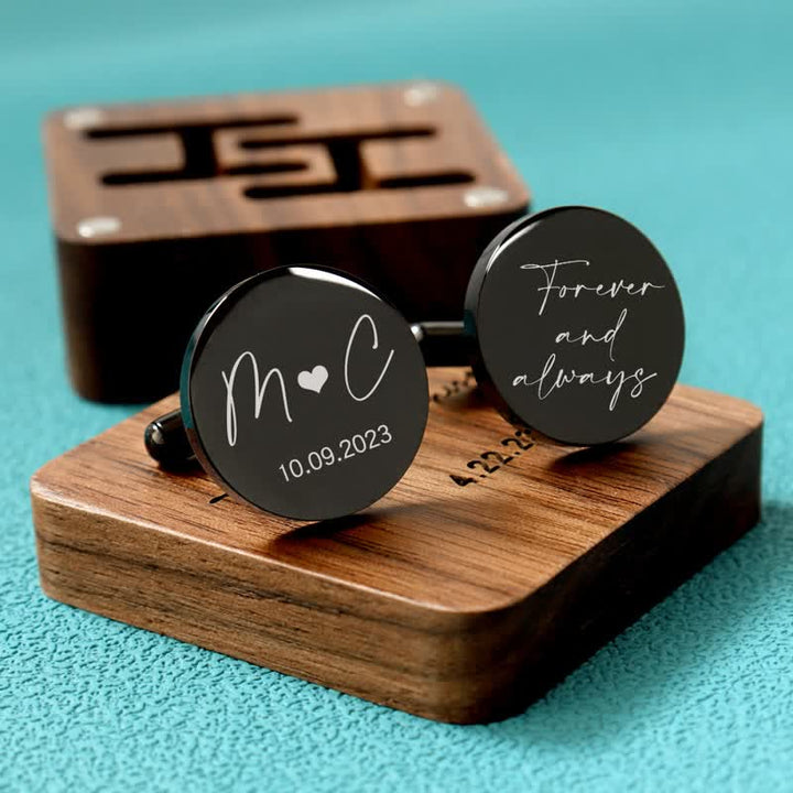 Juego de gemelos de madera con grabado personalizado para el día de la boda para hombre