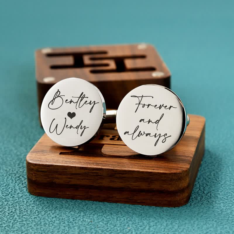 Juego de gemelos de madera con grabado personalizado para el día de la boda para hombre