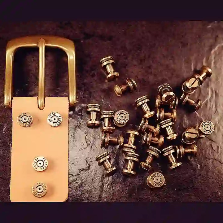 4 tornillos decorativos para cinturón con forma de bala, creativos y personalizados