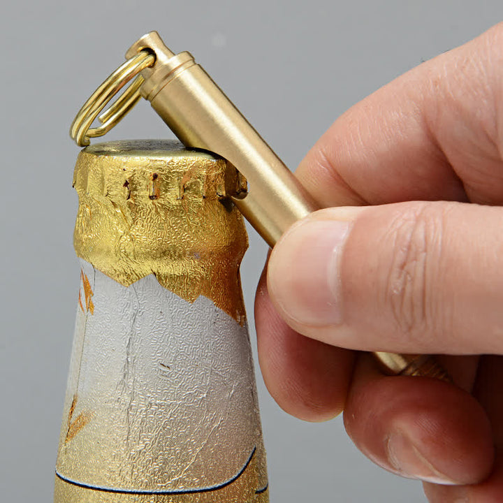 Abridor de botellas multifuncional con cuchillo oculto y llavero con forma de bala desmontable
