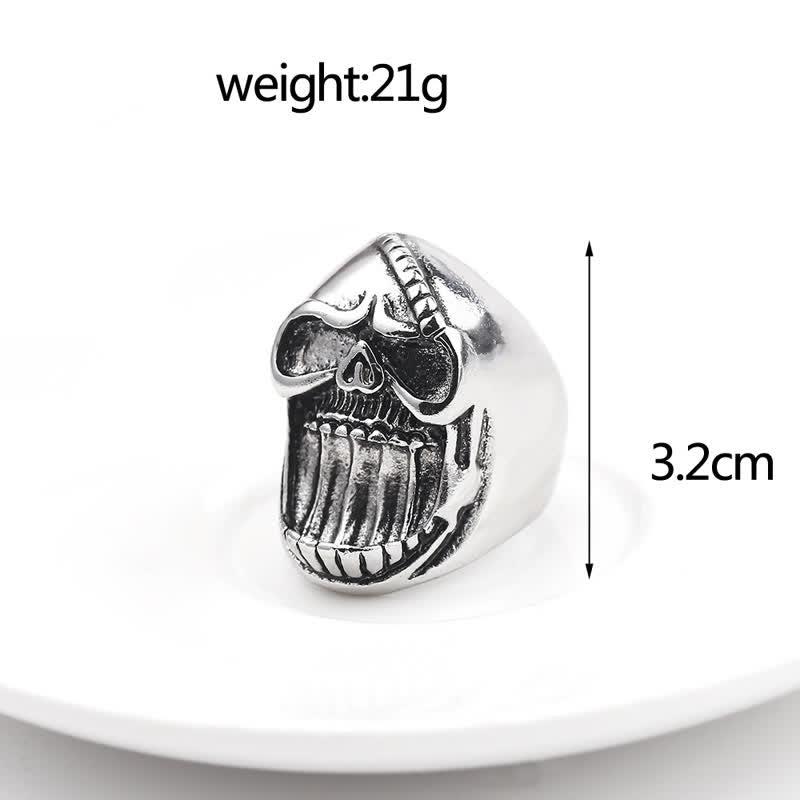 Anillo abridor de botellas con forma de calavera sonriente gótica