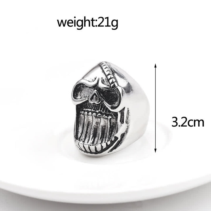 Anillo abridor de botellas con forma de calavera sonriente gótica