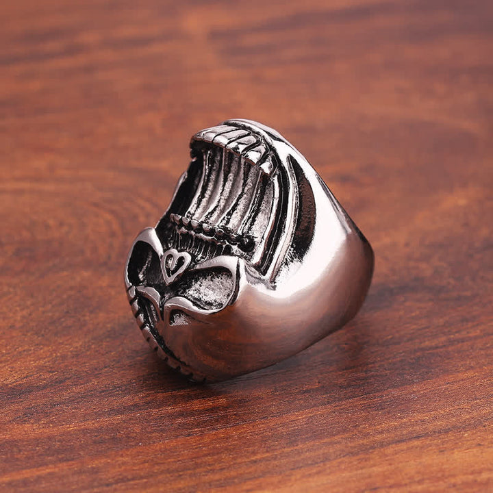 Anillo abridor de botellas con forma de calavera sonriente gótica
