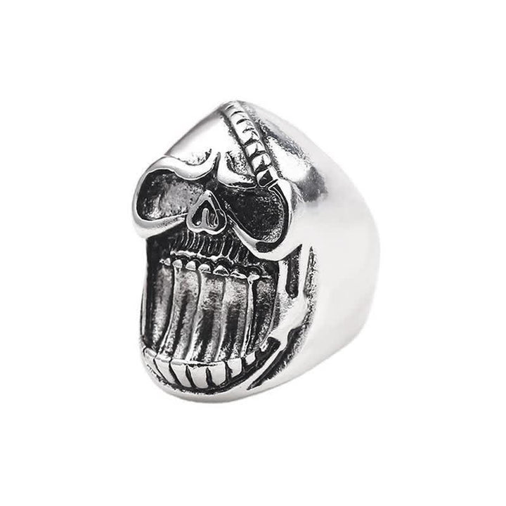 Anillo abridor de botellas con forma de calavera sonriente gótica