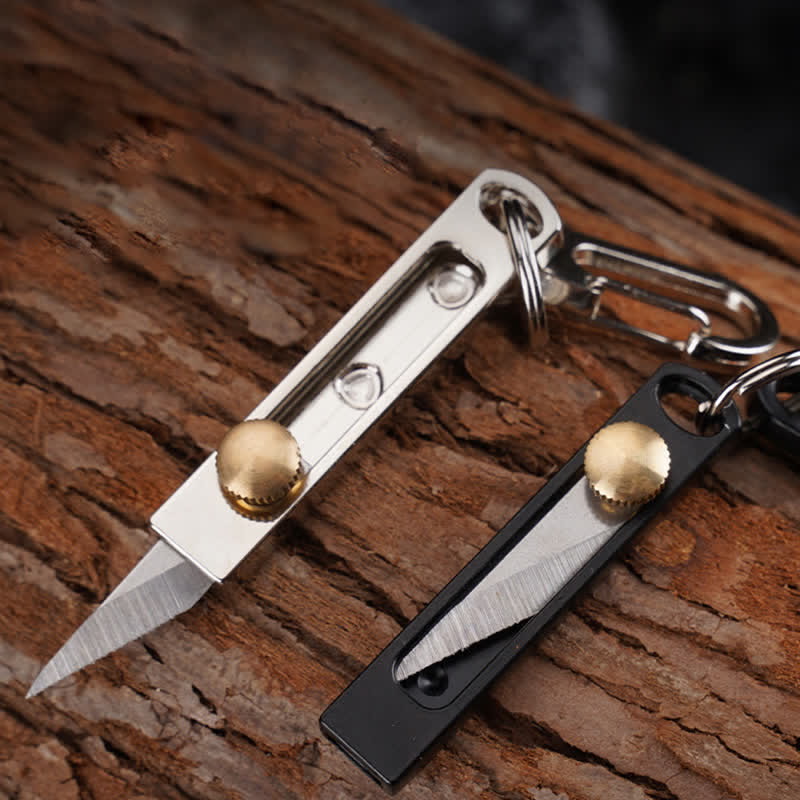 Mini cuchillo de empuje y tracción, herramienta de corte multiusos, llavero.