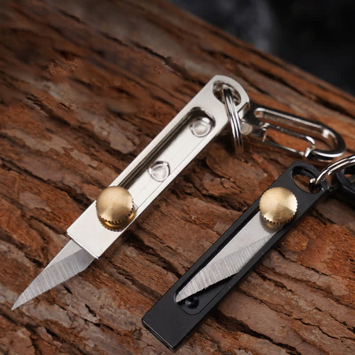 Mini cuchillo de empuje y tracción, herramienta de corte multiusos, llavero.