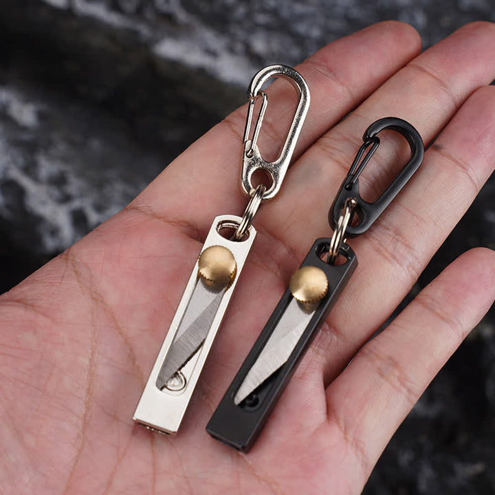Mini cuchillo de empuje y tracción, herramienta de corte multiusos, llavero.