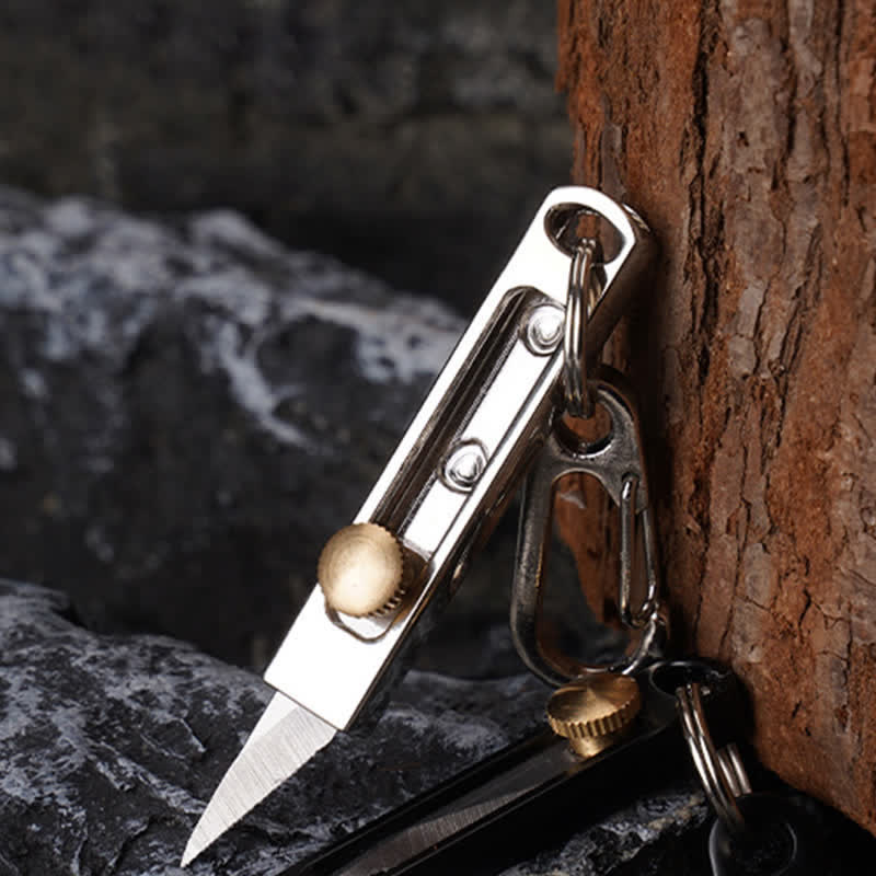 Mini cuchillo de empuje y tracción, herramienta de corte multiusos, llavero.