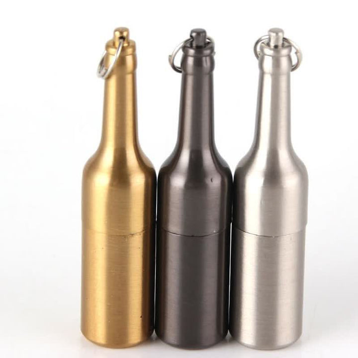 Encendedor de queroseno recargable con forma de mini botella de cerveza