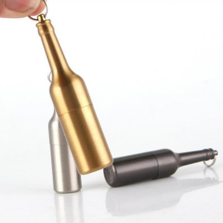 Encendedor de queroseno recargable con forma de mini botella de cerveza