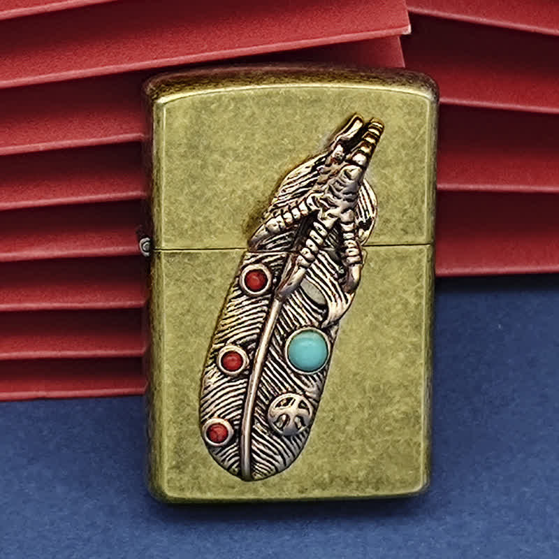 Encendedor de quesoseno recargable de imitación turquesa con forma de garra de águila