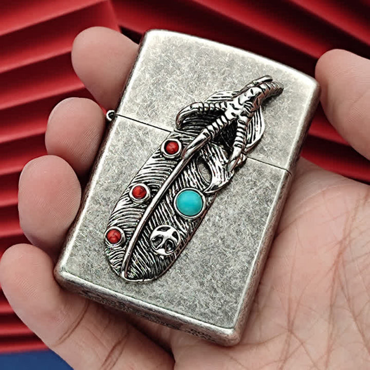 Encendedor de quesoseno recargable de imitación turquesa con forma de garra de águila