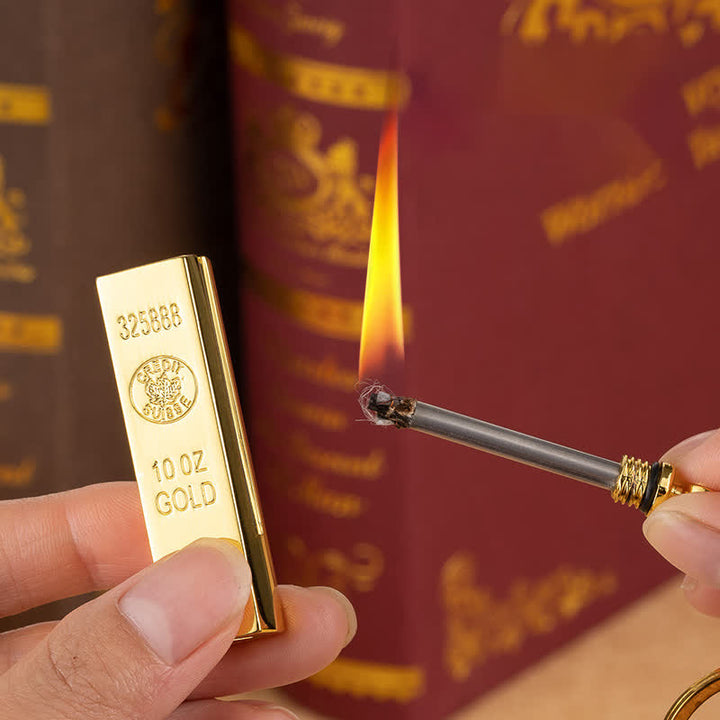 Encendedor de aceite recargable con cerillas de dólar y lingote de oro