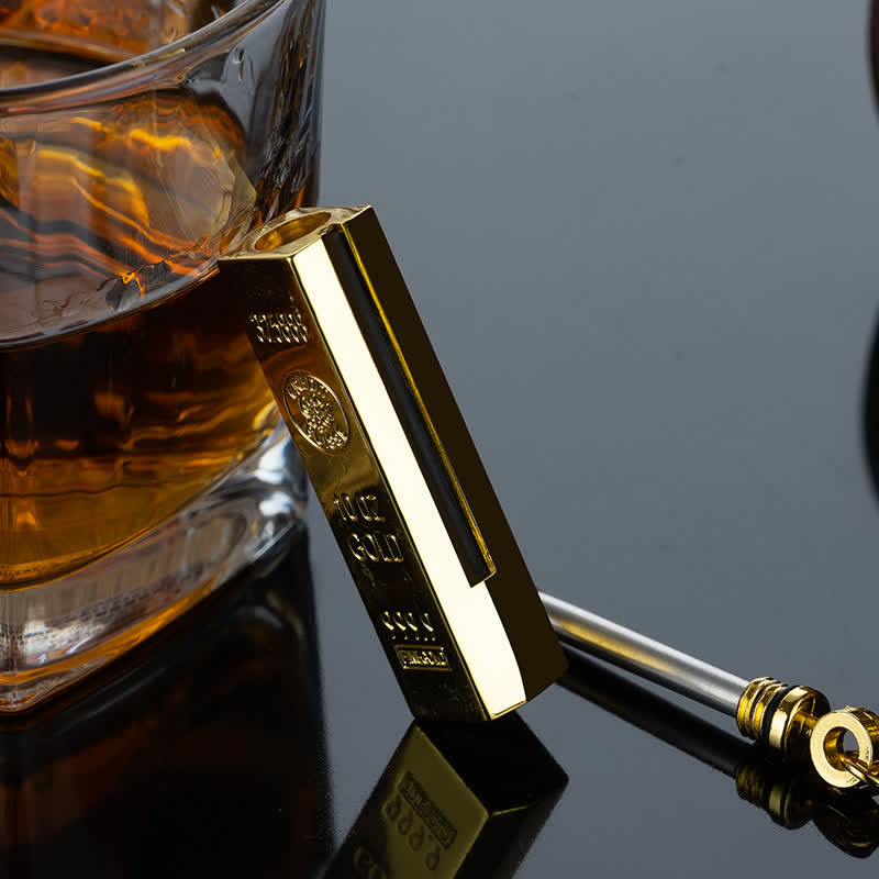 Encendedor de aceite recargable con cerillas de dólar y lingote de oro