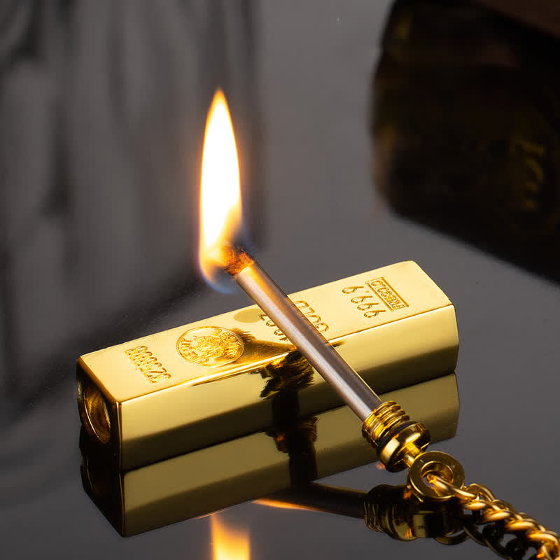 Encendedor de aceite recargable con cerillas de dólar y lingote de oro