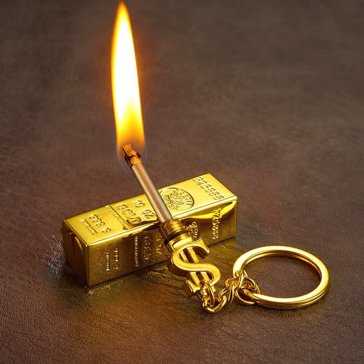 Encendedor de aceite recargable con cerillas de dólar y lingote de oro